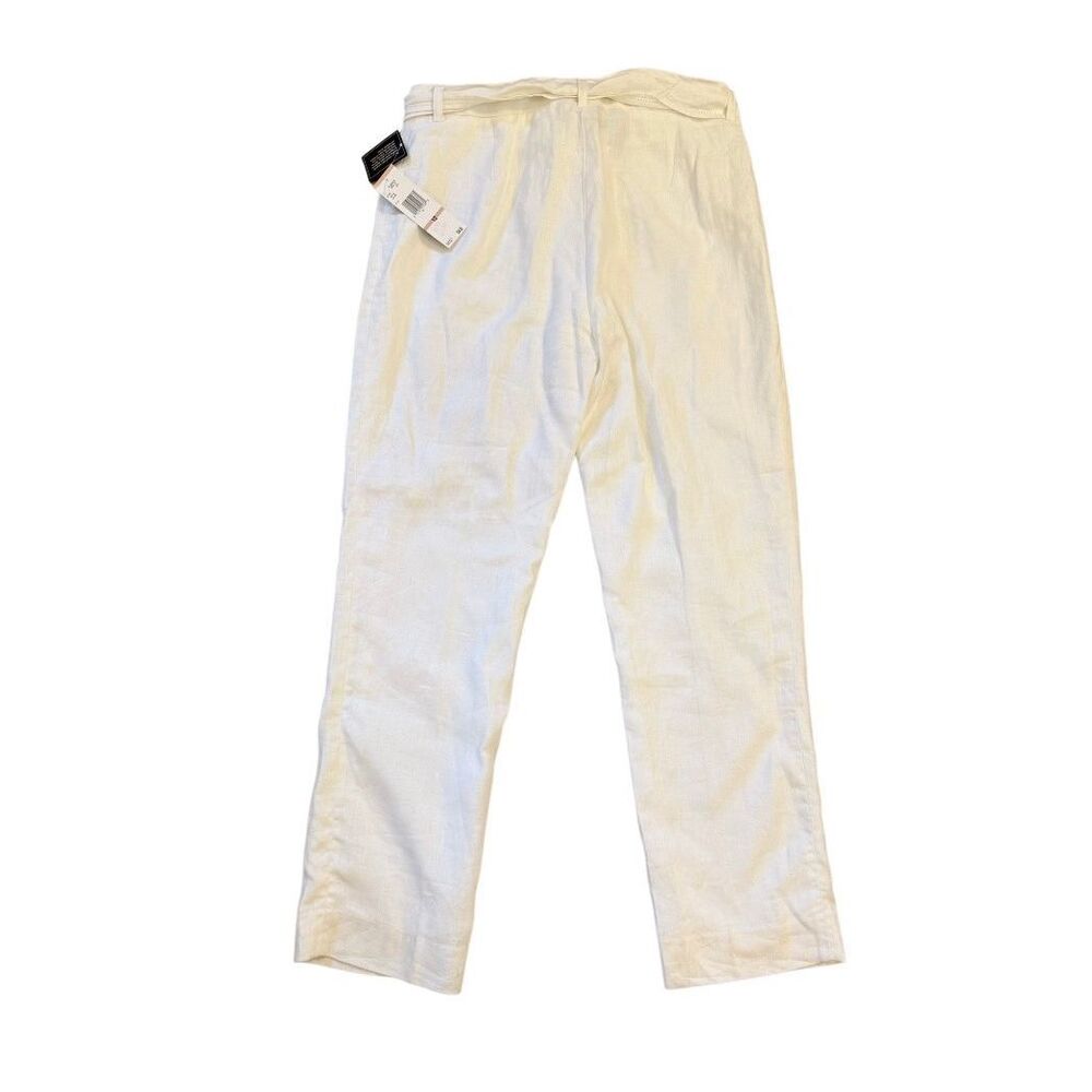 NWT Jones New York 100% Linen Pants White Tie Belt Sz. 12 Crisp Lightweight - Picture 5 of 8